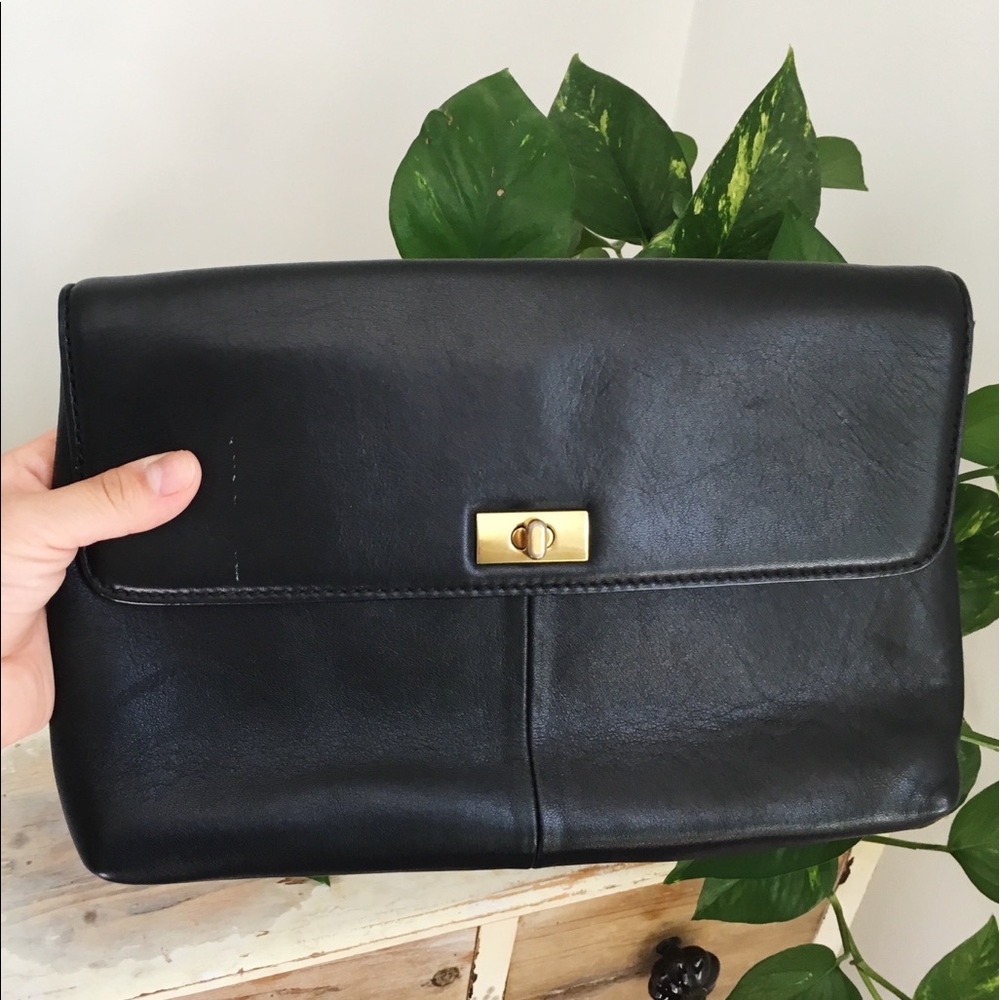 J. Crew black leather clutch NWT